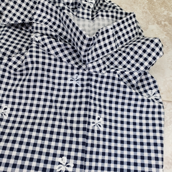 Alfred Dunner Blue Check Button Front Roll Tab Short Sleeve Shirt Womens Size M - Picture 7 of 10